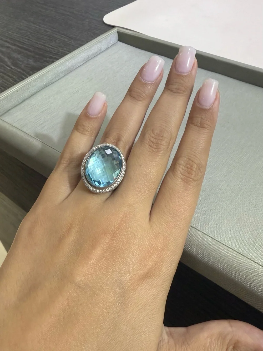 Sterling Silver Blue Topaz Statement Ring David Yurman